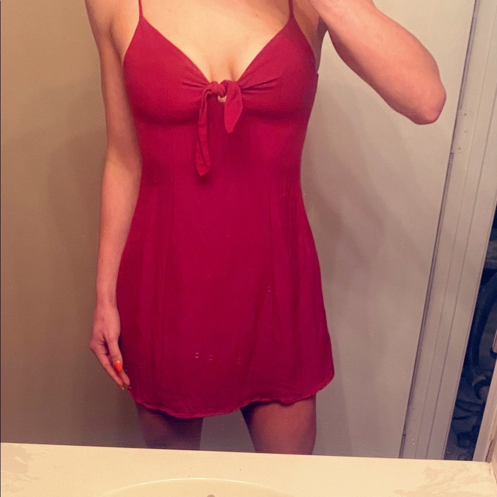 Casual red mini dress